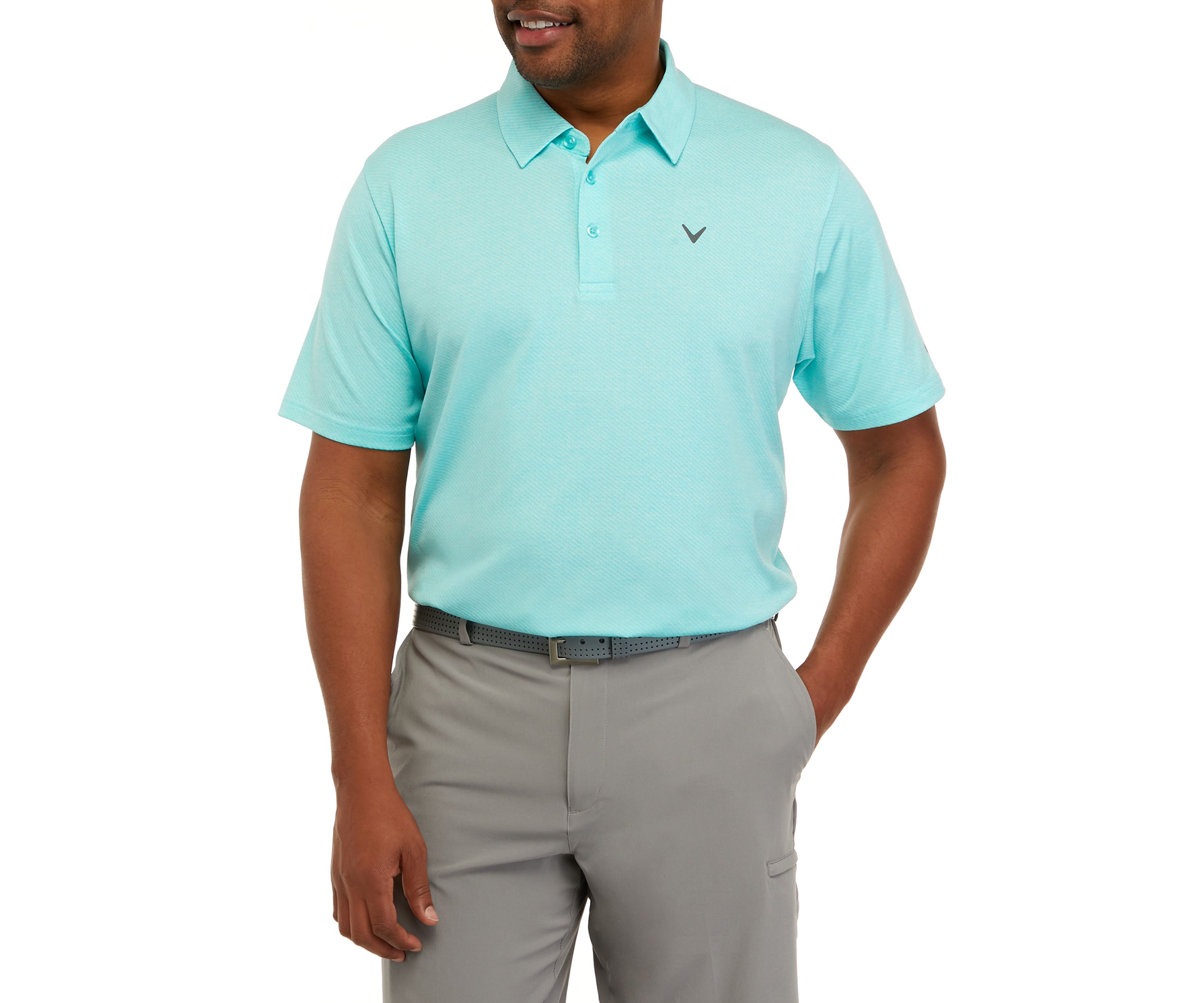 Big & Tall Ventilated Heather Jacquard Short Sleeve Golf Polo Shirt