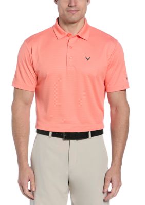 Callaway Golf Men's Big & Tall Pro Spin Chevron Jacquard Golf Polo Shirt, Coral, 3XL Big