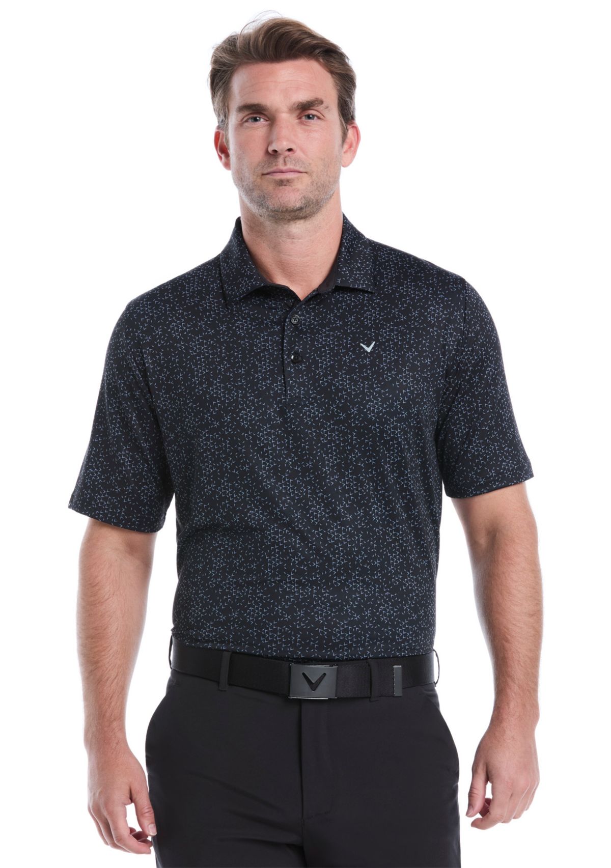 Mens Allover Chevron Print Polo Shirt