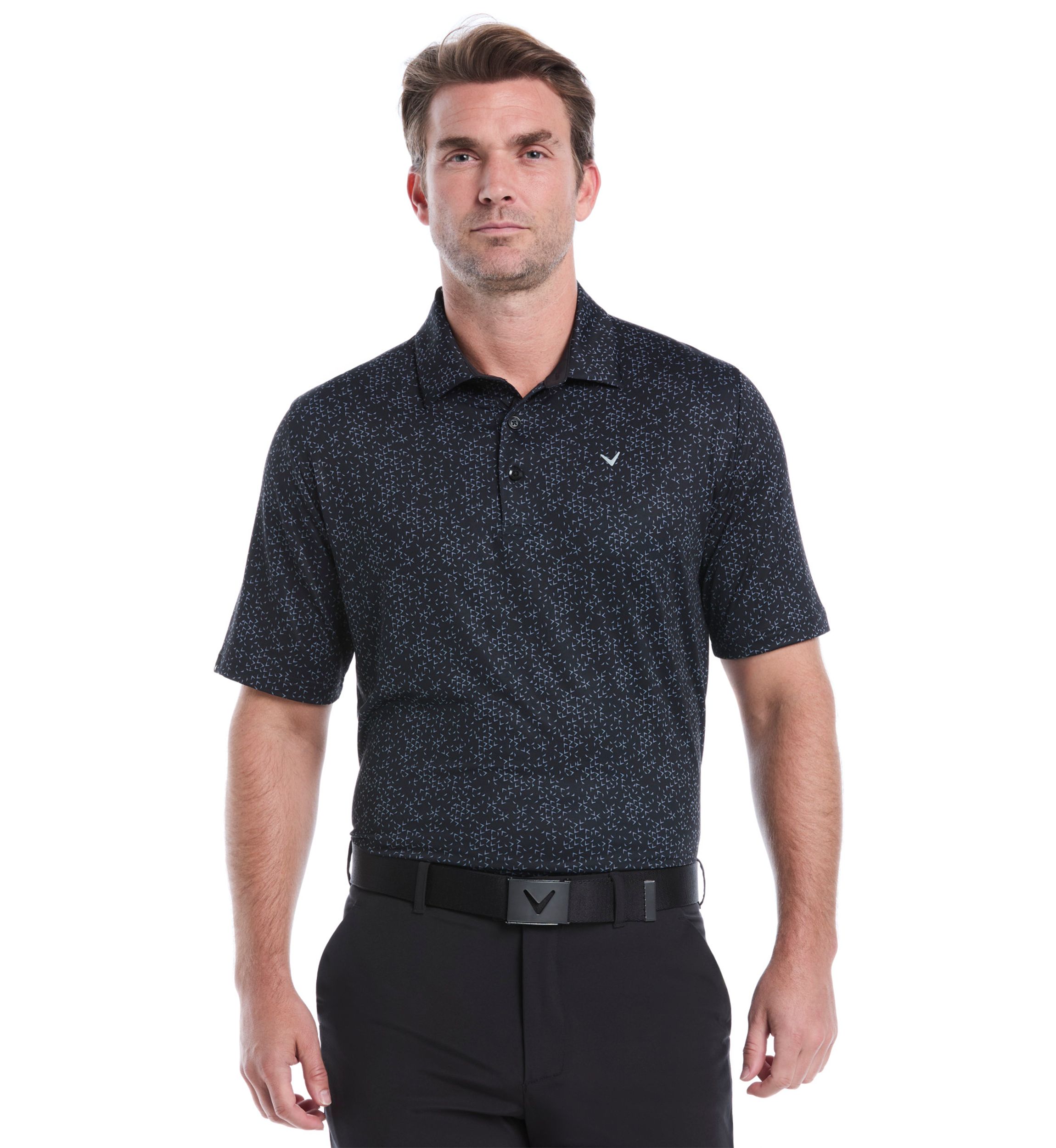 Mens Allover Chevron Print Polo Shirt