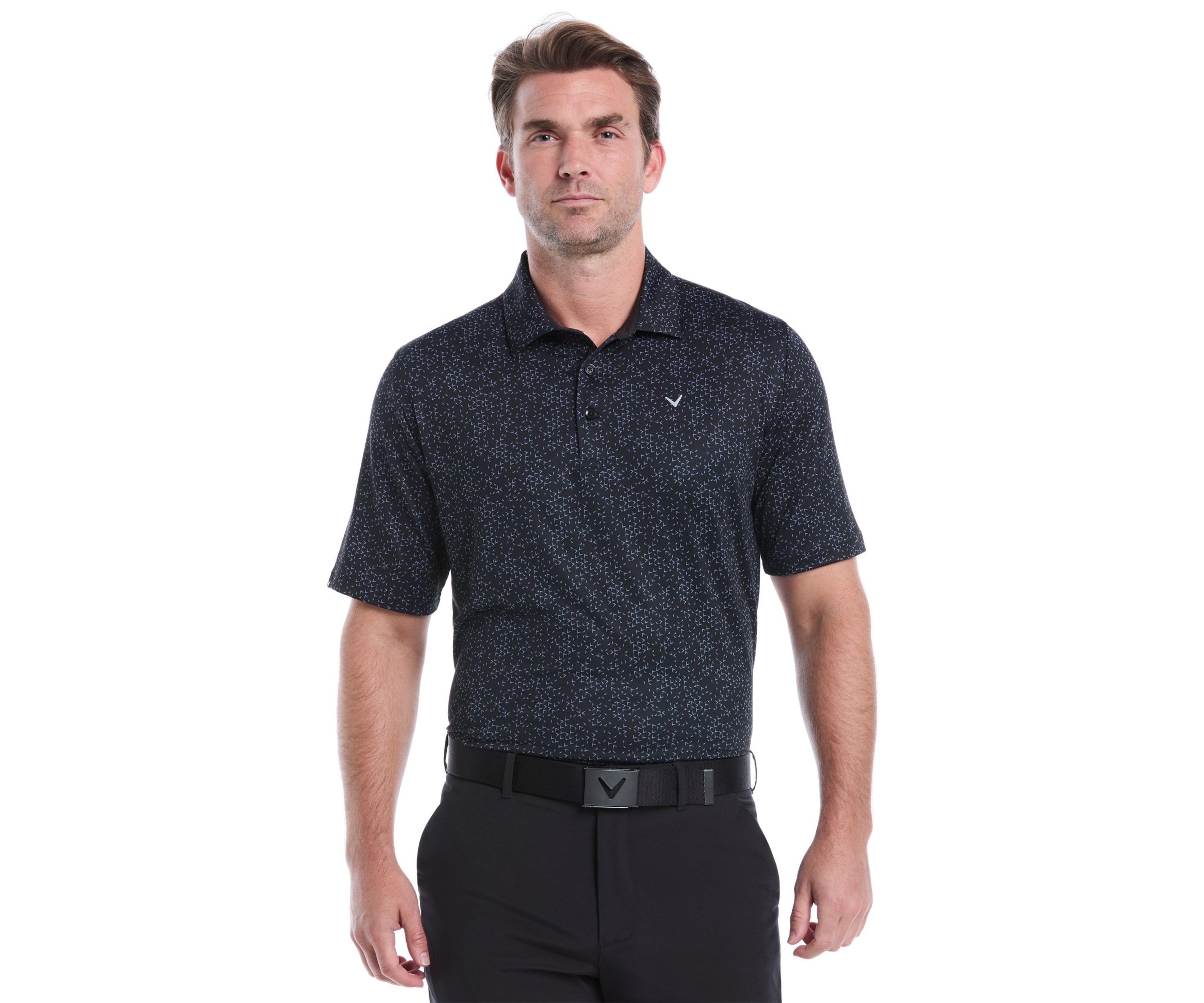 Mens Allover Chevron Print Polo Shirt