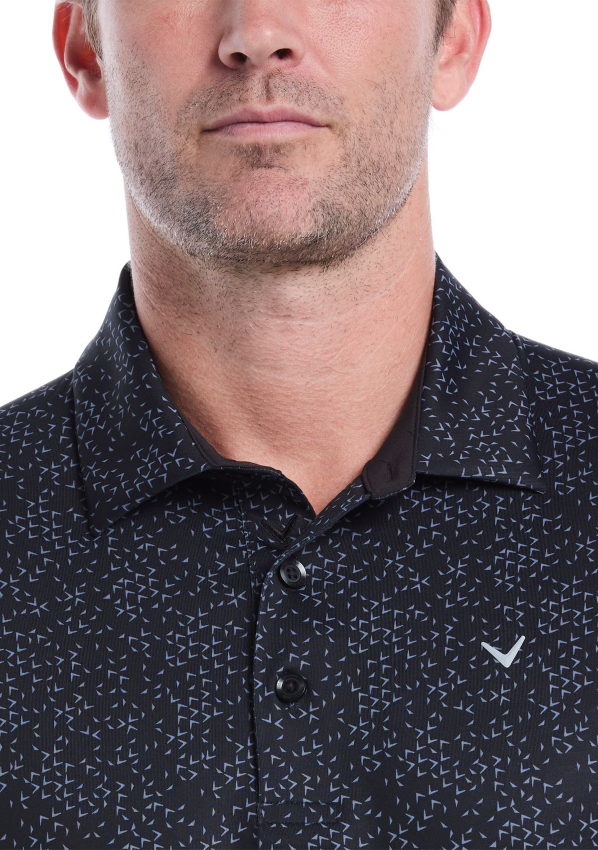 Mens Allover Chevron Print Polo Shirt