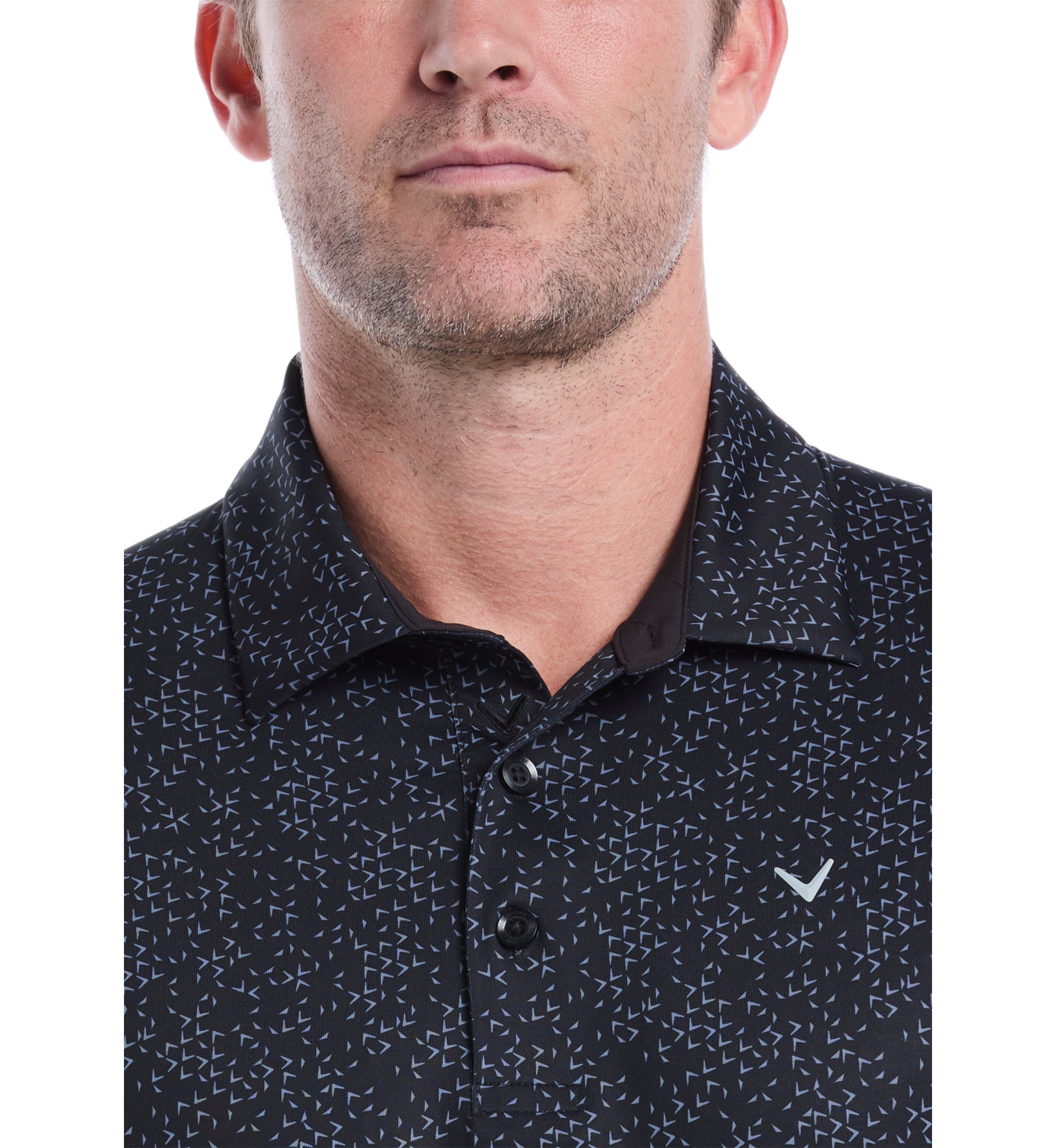 Mens Allover Chevron Print Polo Shirt