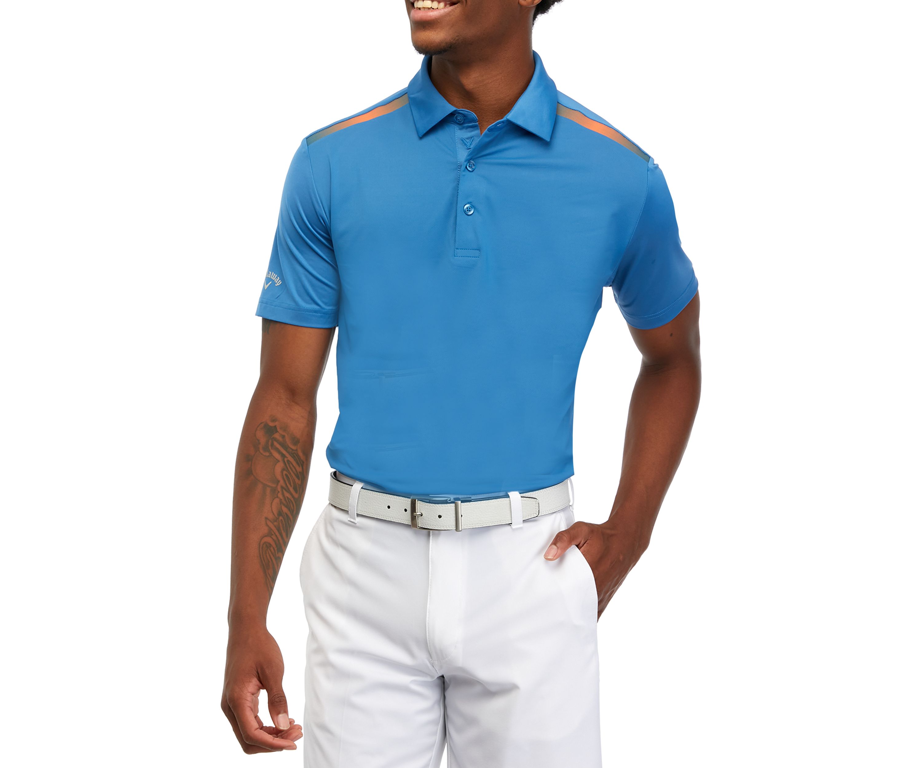 Mens Color Block Stripe Tape Detail Polo Shirt