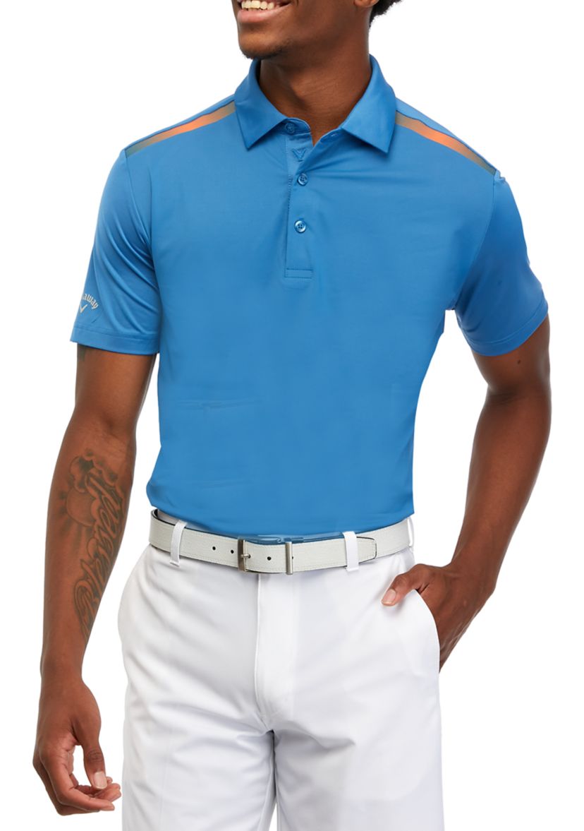 Mens Color Block Stripe Tape Detail Polo Shirt