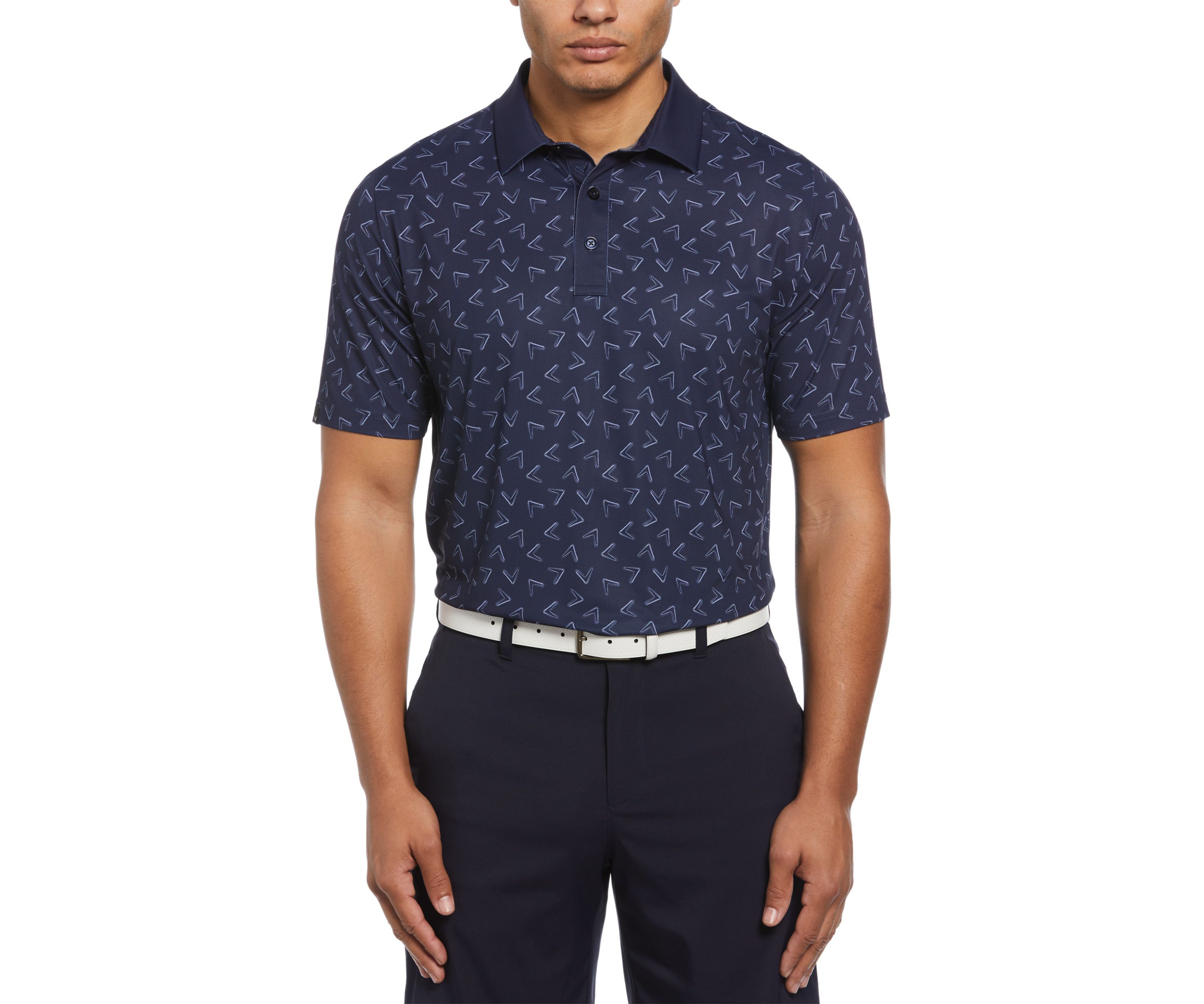 Mens Painted Chevron Print Golf Polo Shirt