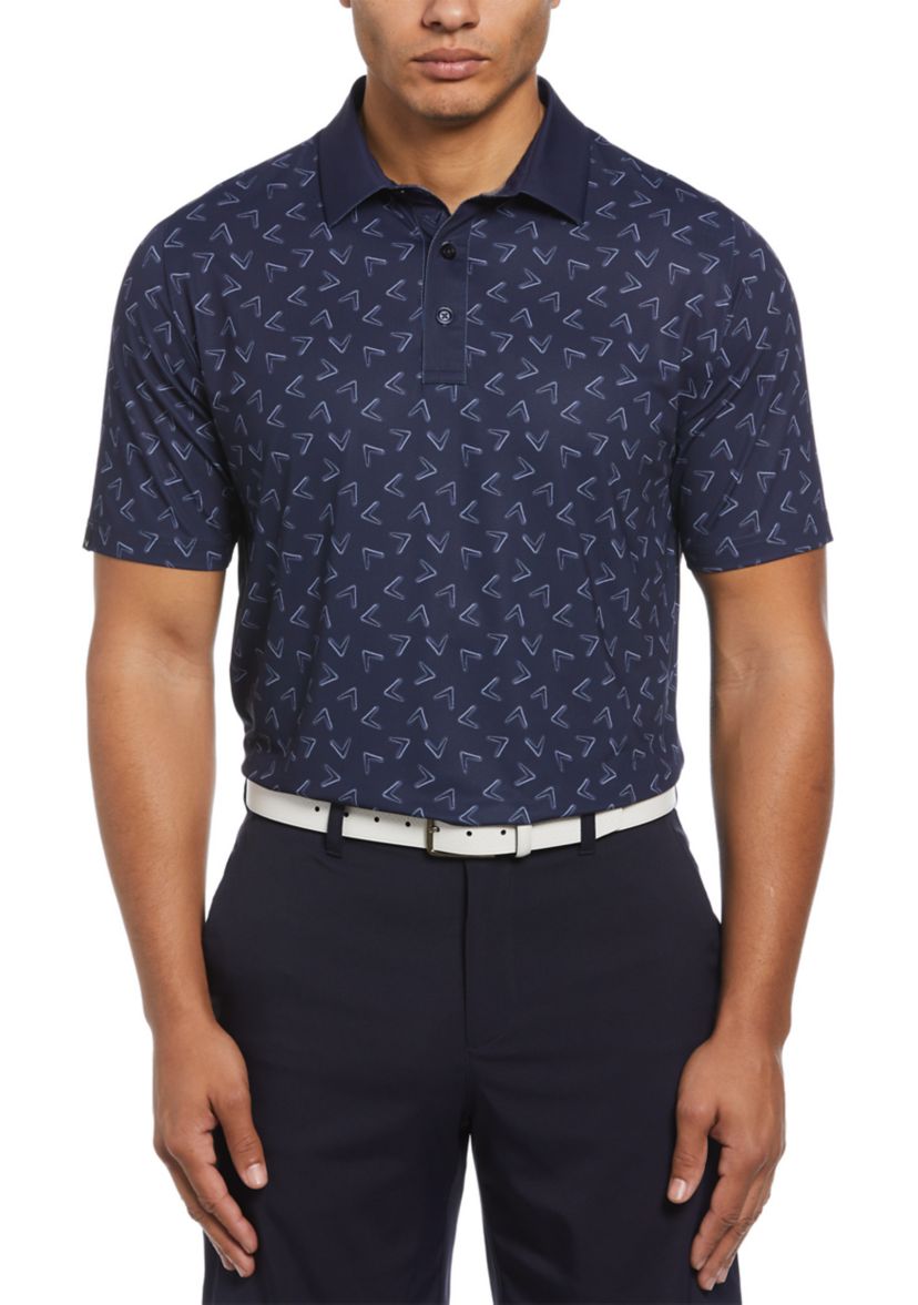 Mens Painted Chevron Print Golf Polo Shirt
