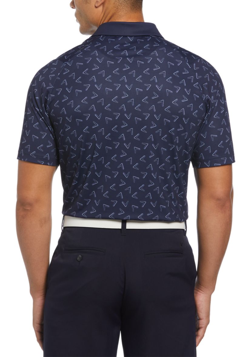Mens Painted Chevron Print Golf Polo Shirt