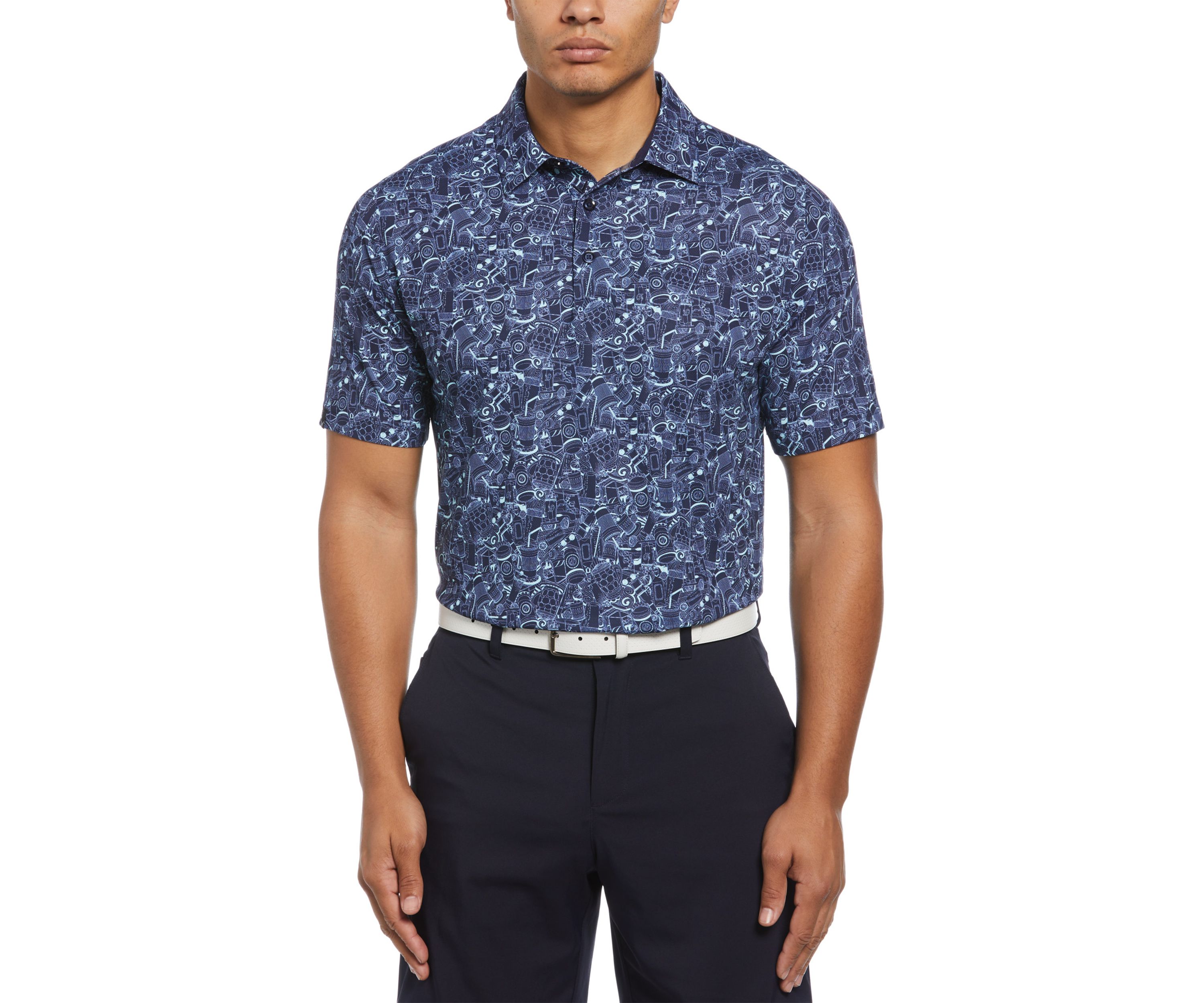 Mens Golf Cart Drink Print Shirt