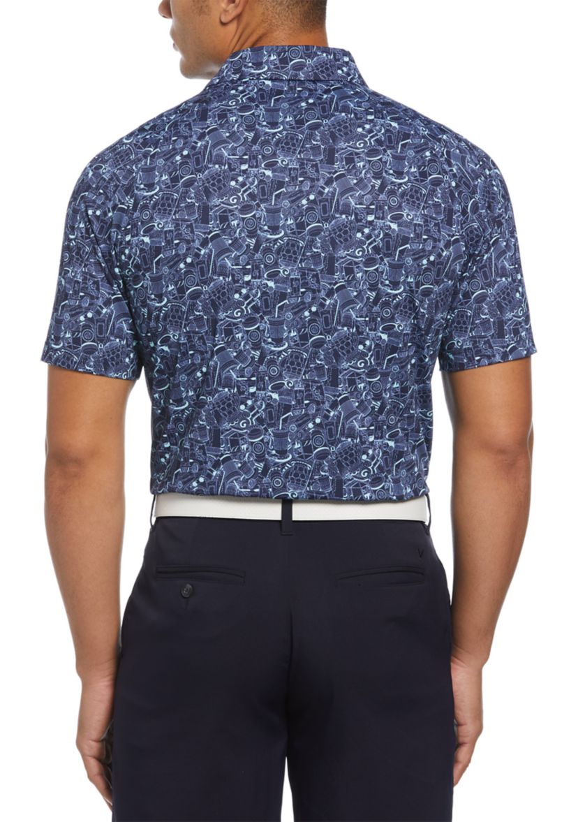 Mens Golf Cart Drink Print Shirt