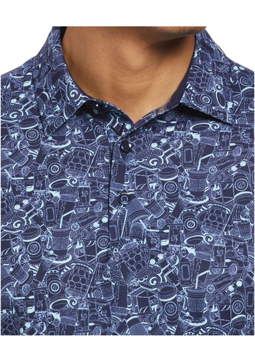 Mens Golf Cart Drink Print Shirt