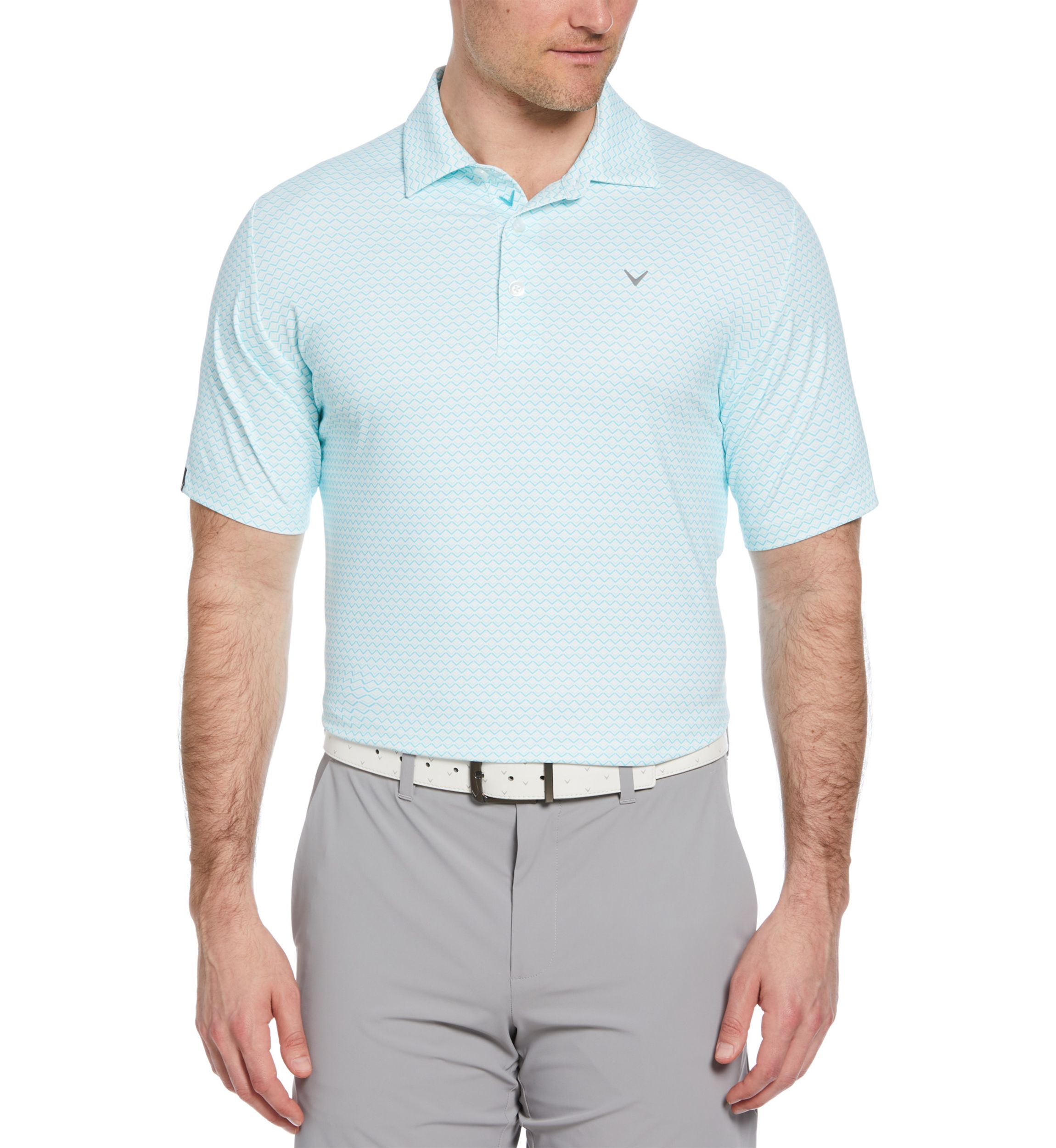 Mens Short Sleeve Allover Tee Time Print Polo Shirt