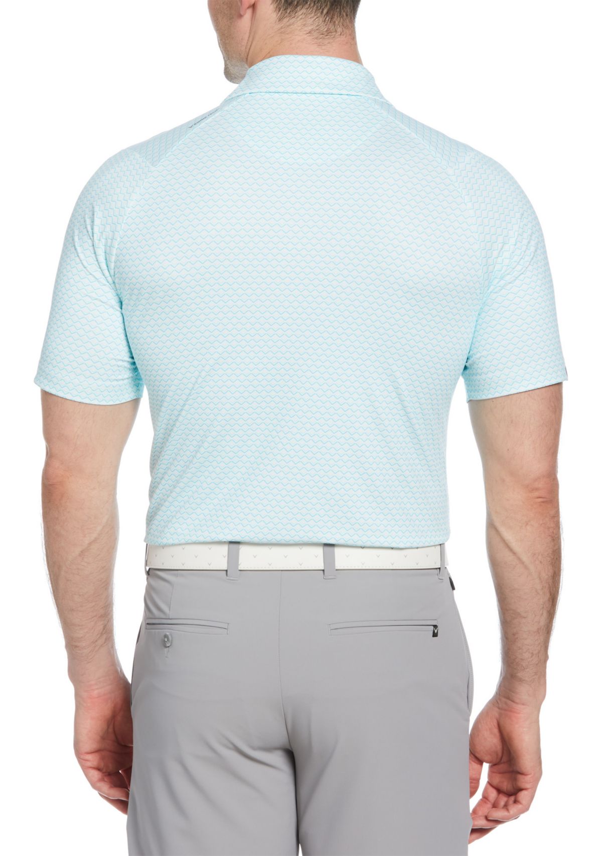 Mens Short Sleeve Allover Tee Time Print Polo Shirt