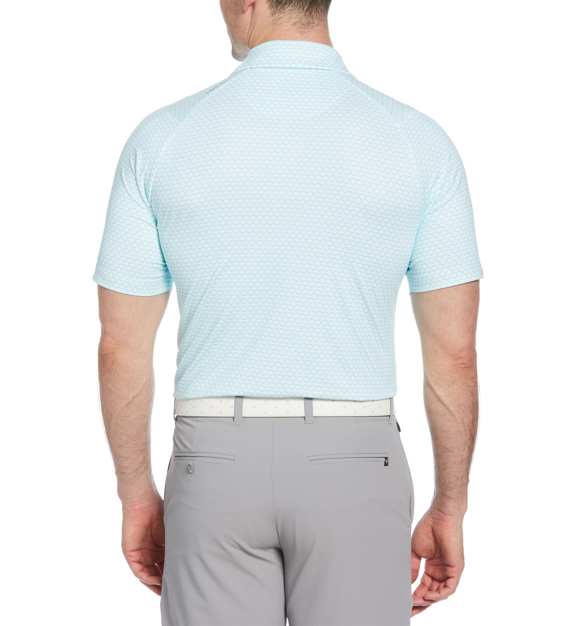 Mens Short Sleeve Allover Tee Time Print Polo Shirt