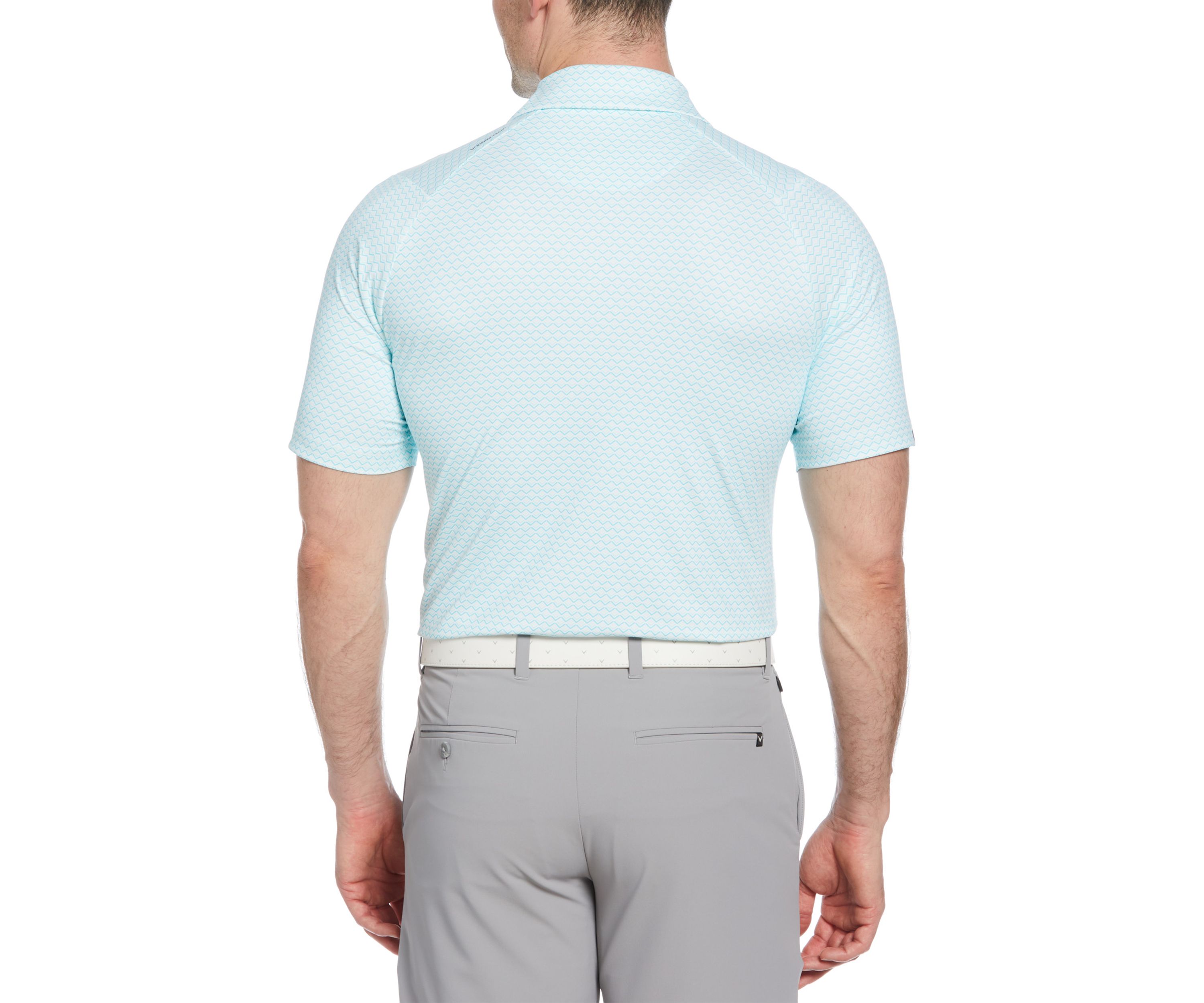 Mens Short Sleeve Allover Tee Time Print Polo Shirt