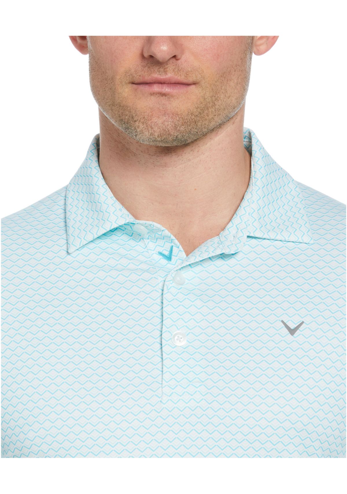 Mens Short Sleeve Allover Tee Time Print Polo Shirt