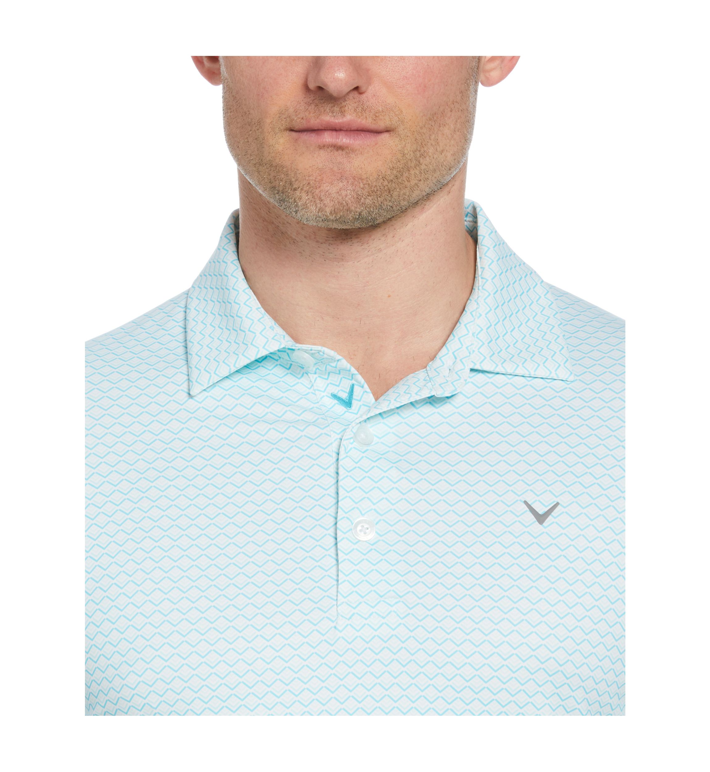 Mens Short Sleeve Allover Tee Time Print Polo Shirt