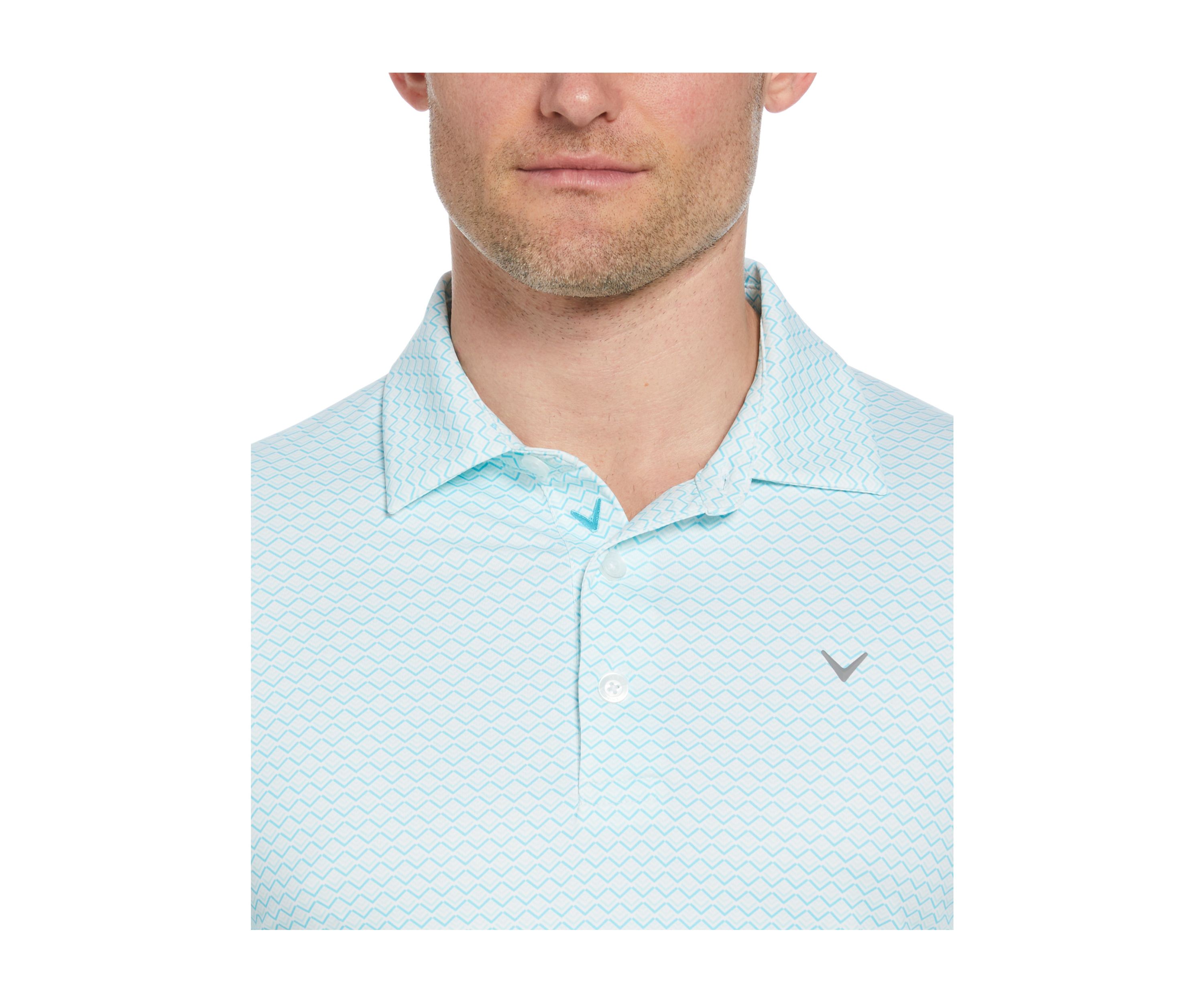 Mens Short Sleeve Allover Tee Time Print Polo Shirt