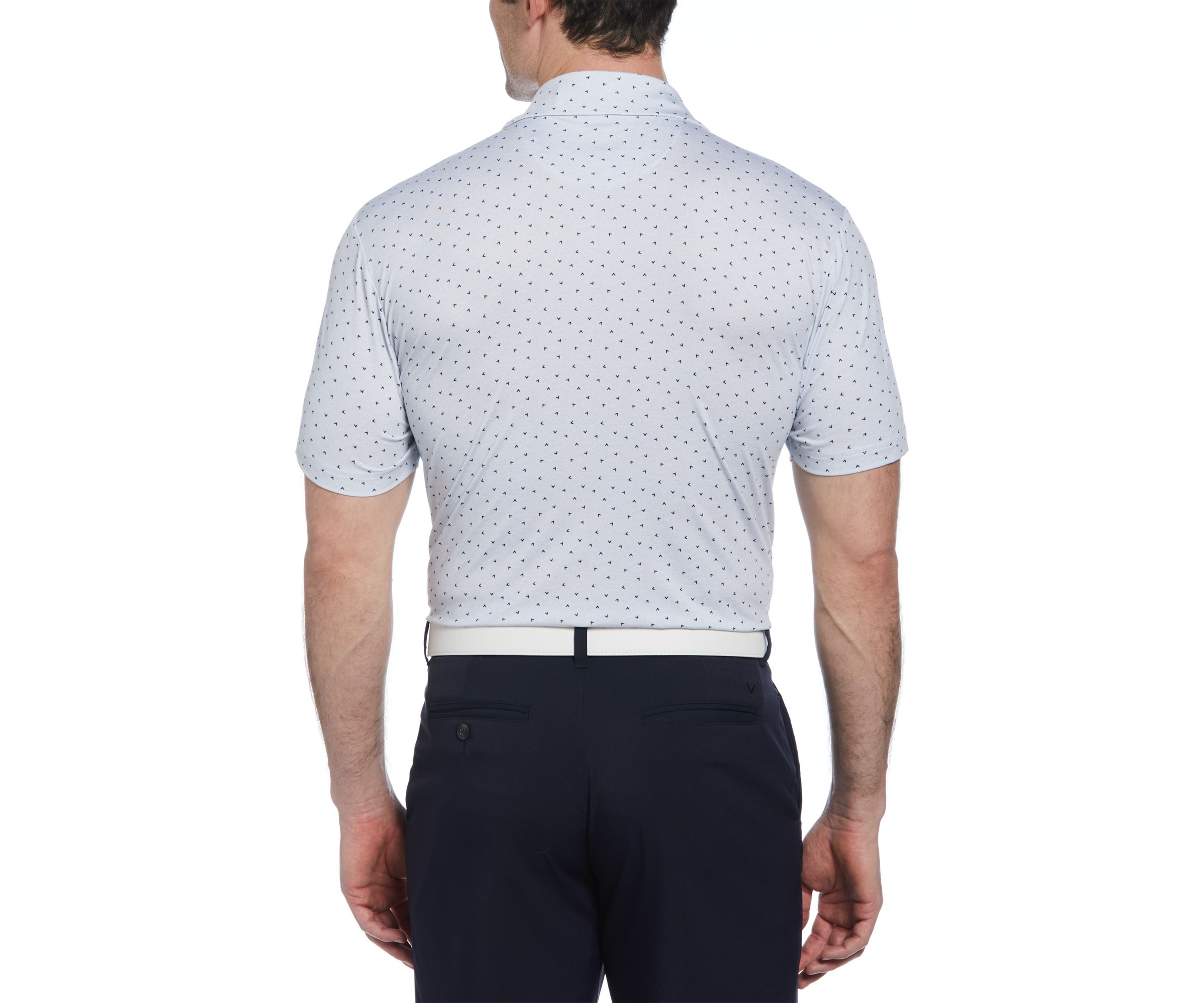 Mens Allover Chevron Print Short Sleeve Golf Polo Shirt