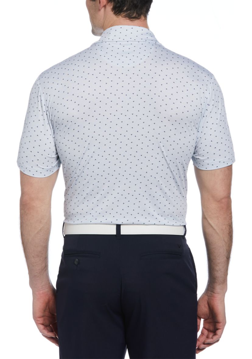 Mens Allover Chevron Print Short Sleeve Golf Polo Shirt