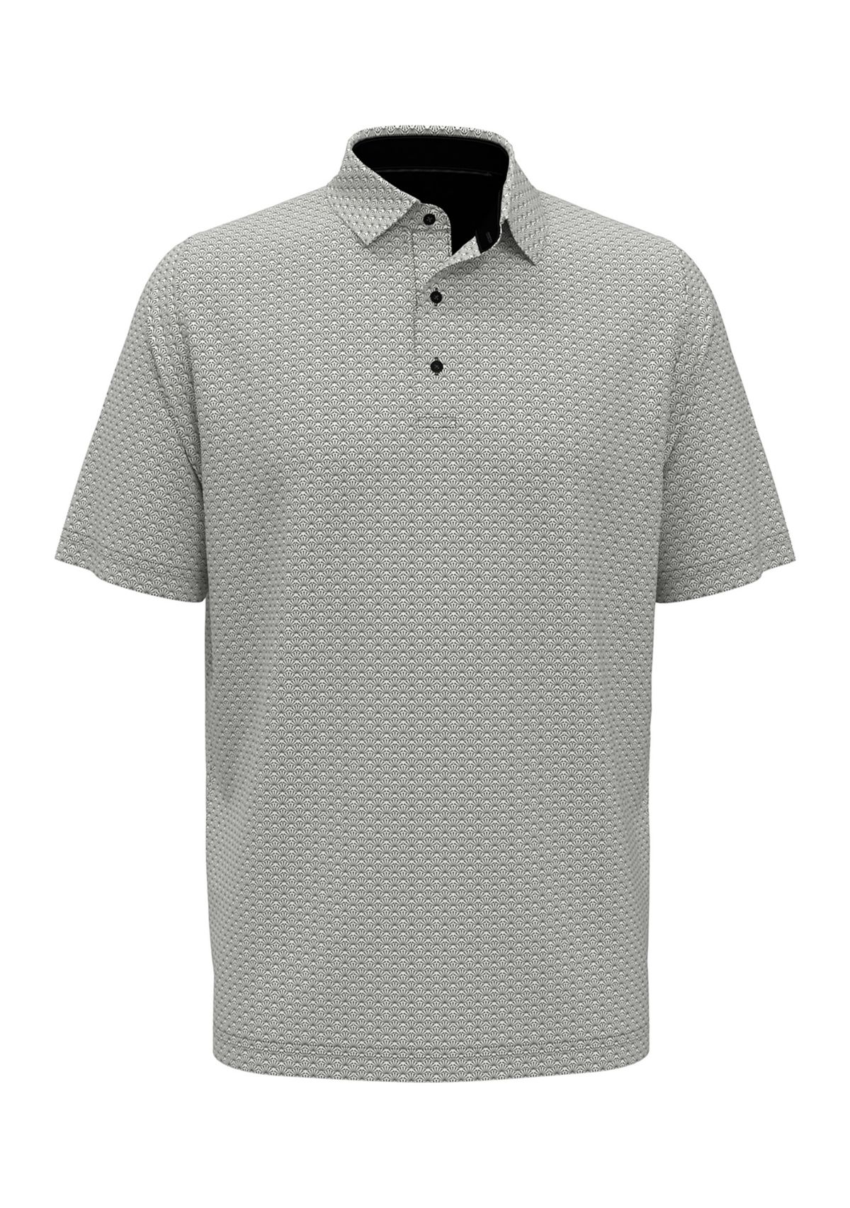 Mens Short Sleeve Allover Tee Time Print Polo Shirt