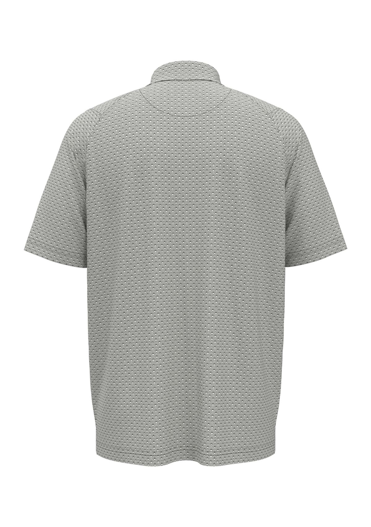 Mens Short Sleeve Allover Tee Time Print Polo Shirt