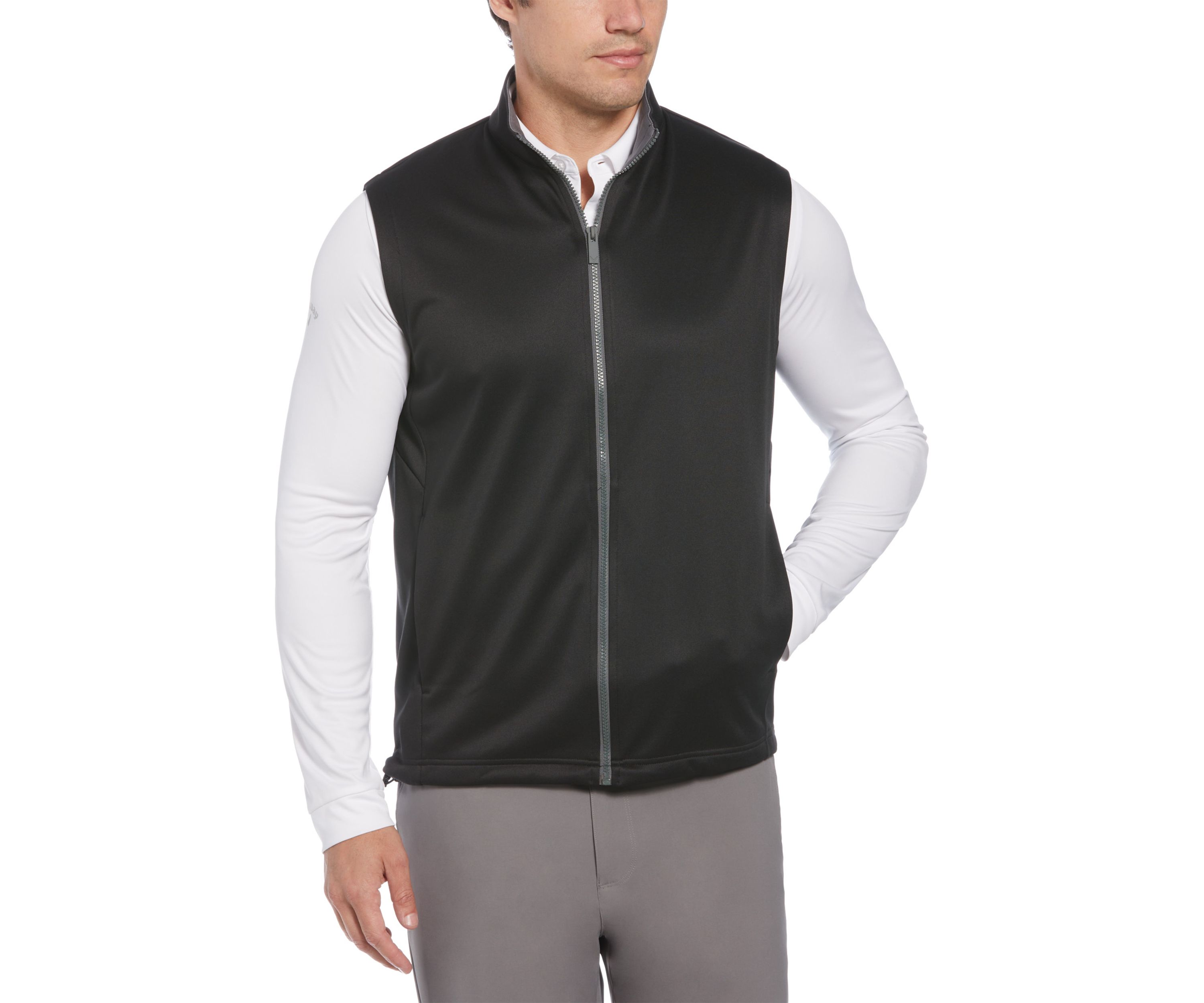 Big & Tall Full Zip Chevron Back Sleeveless Golf Vest