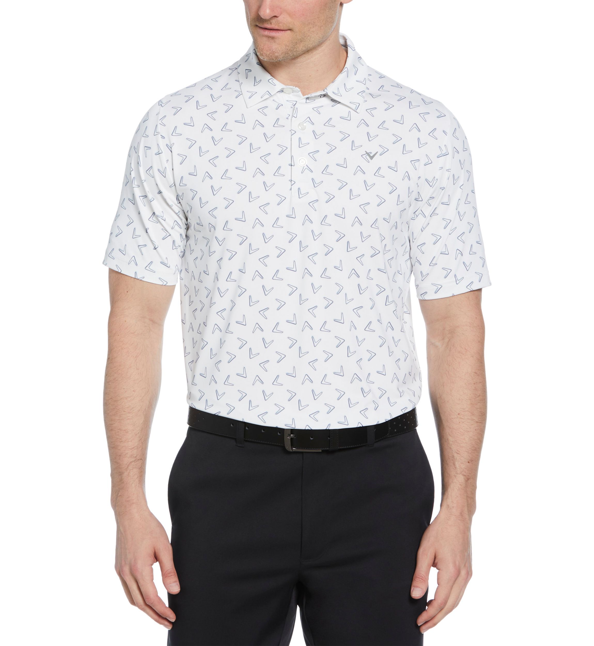 Mens Short Sleeve Allover Chevron Polo 