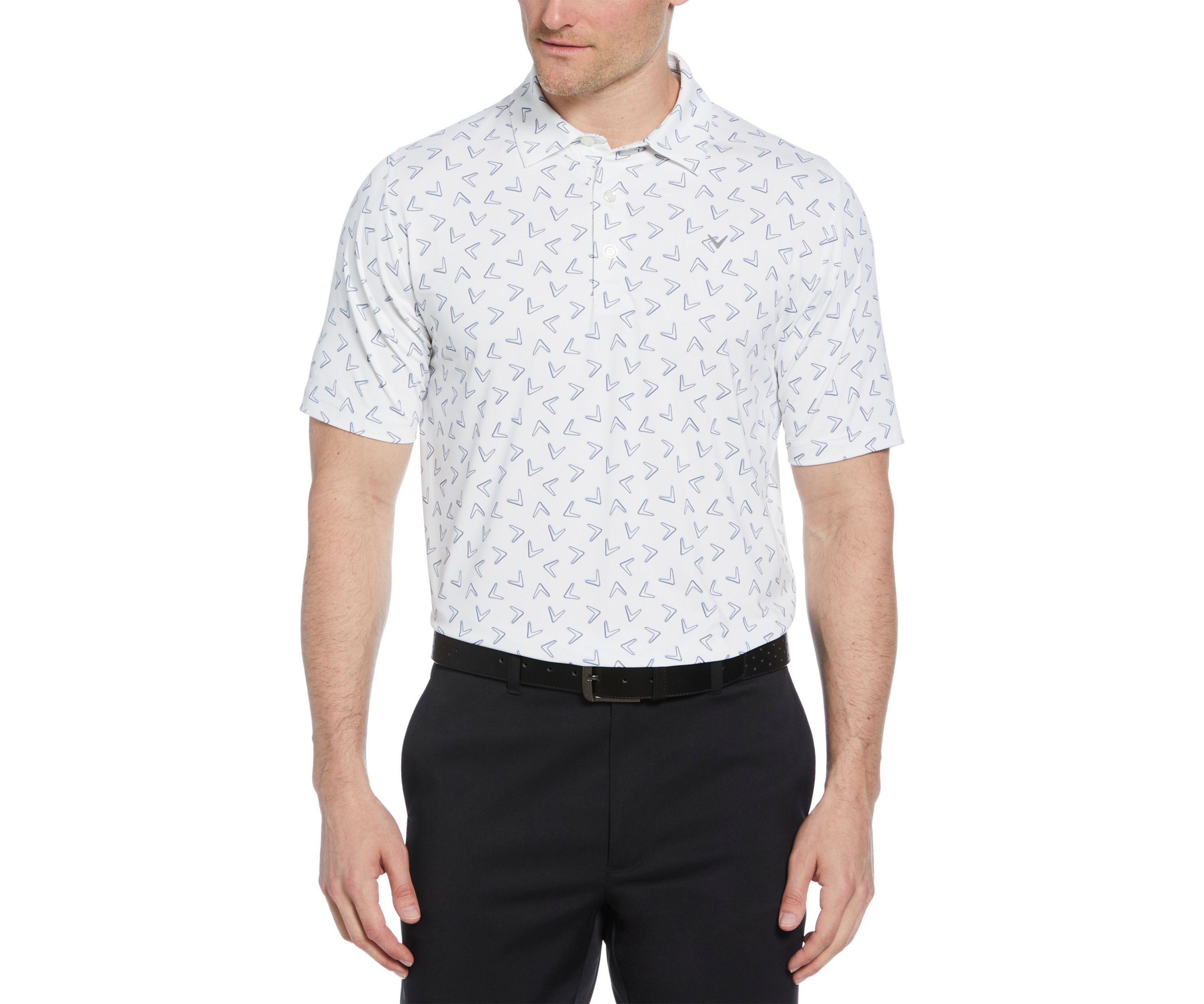 Mens Short Sleeve Allover Chevron Polo 