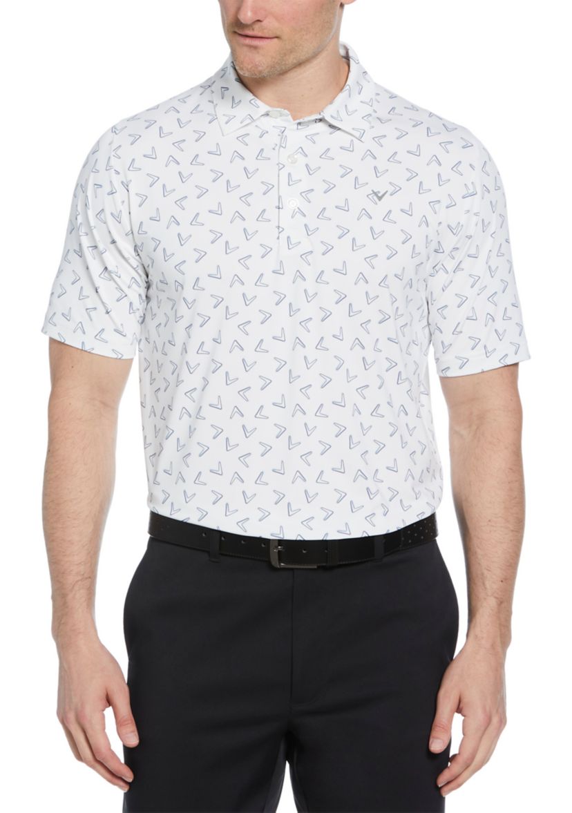 Mens Short Sleeve Allover Chevron Polo 