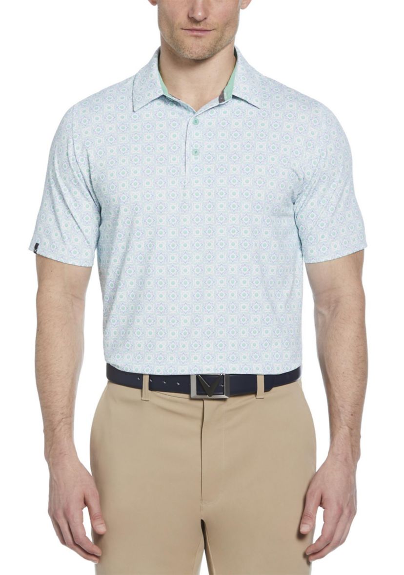 Mens Micro Floral Printed Swing Tech™ Polo Shirt