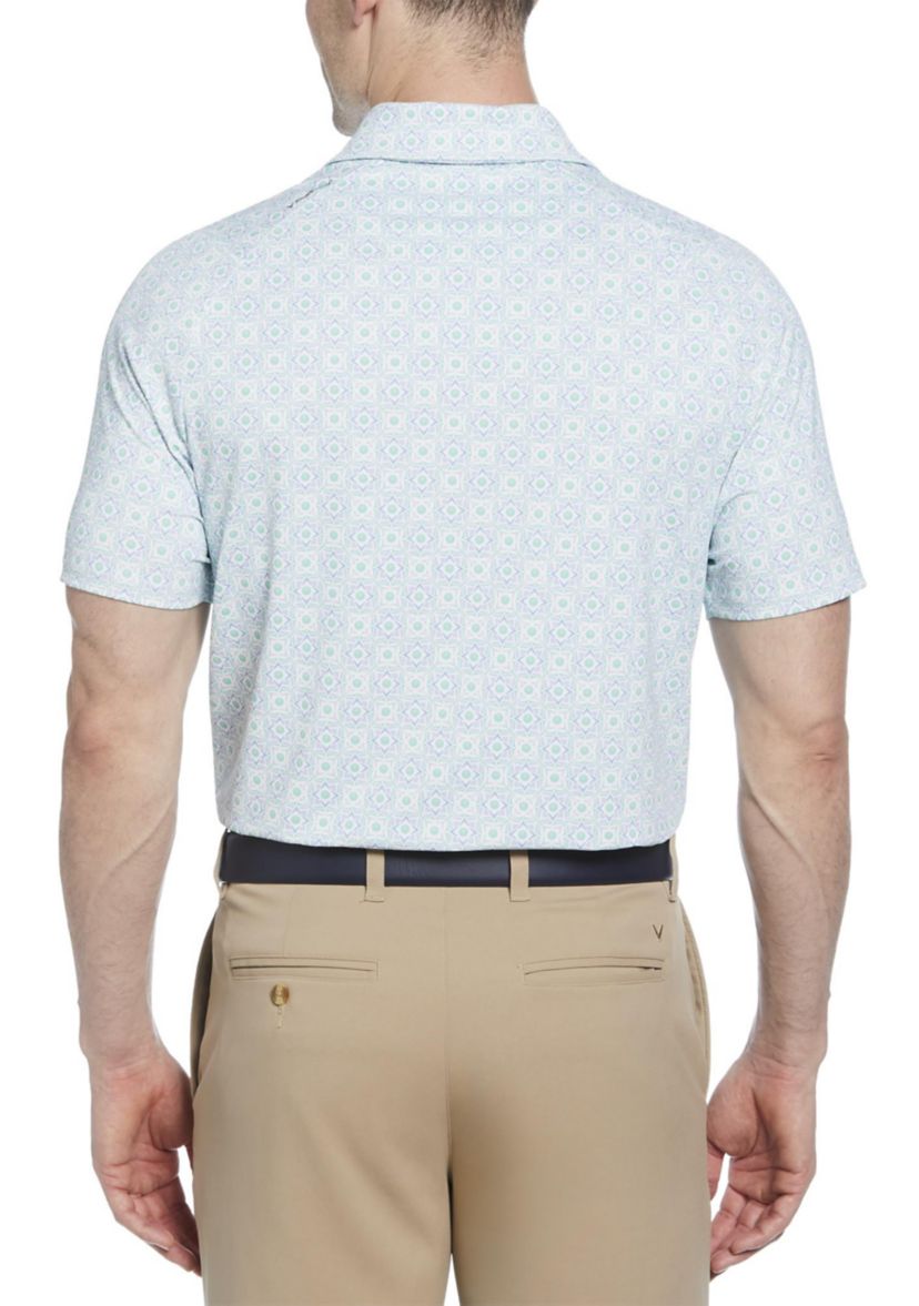 Mens Micro Floral Printed Swing Tech™ Polo Shirt