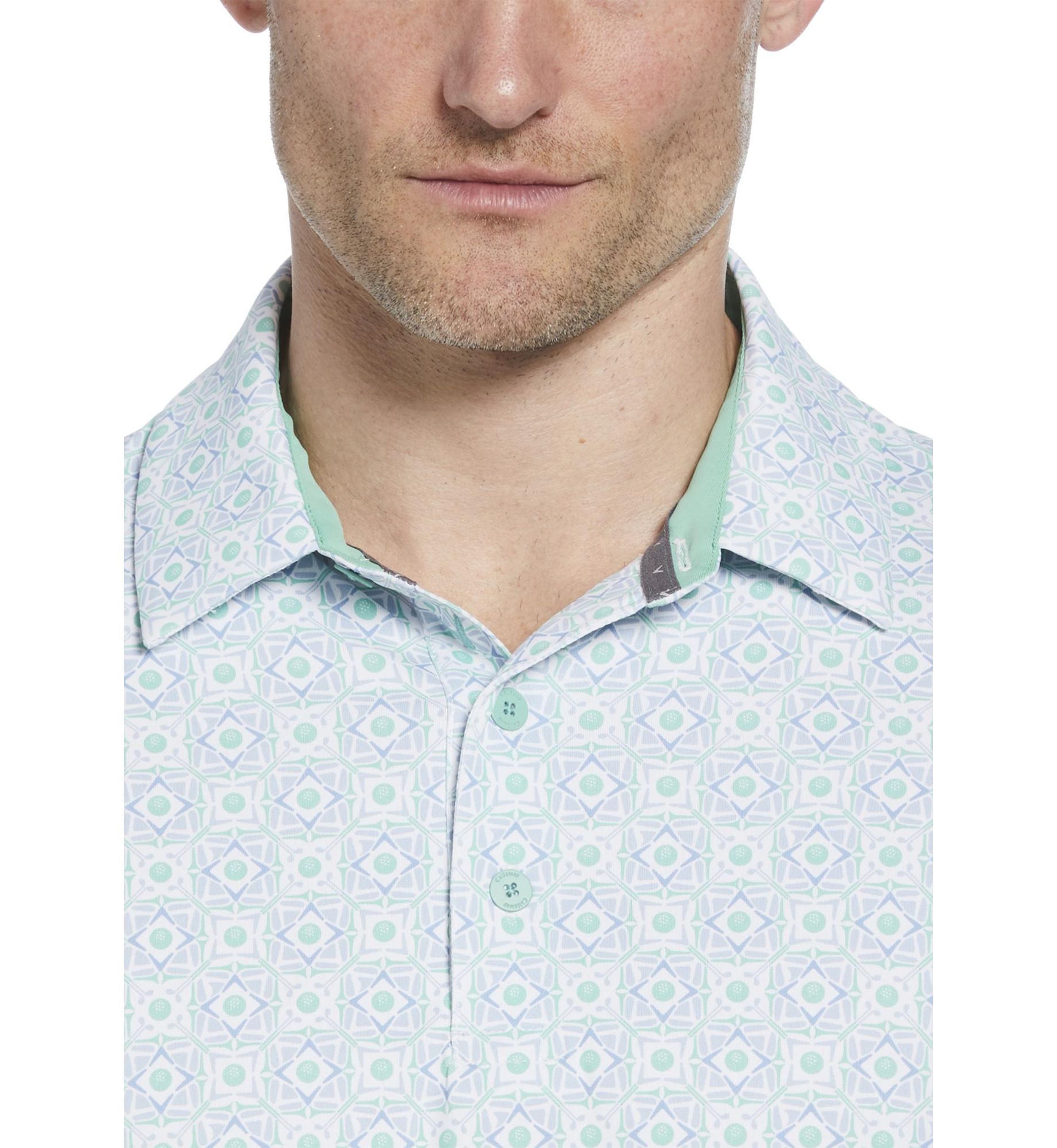 Mens Micro Floral Printed Swing Tech™ Polo Shirt