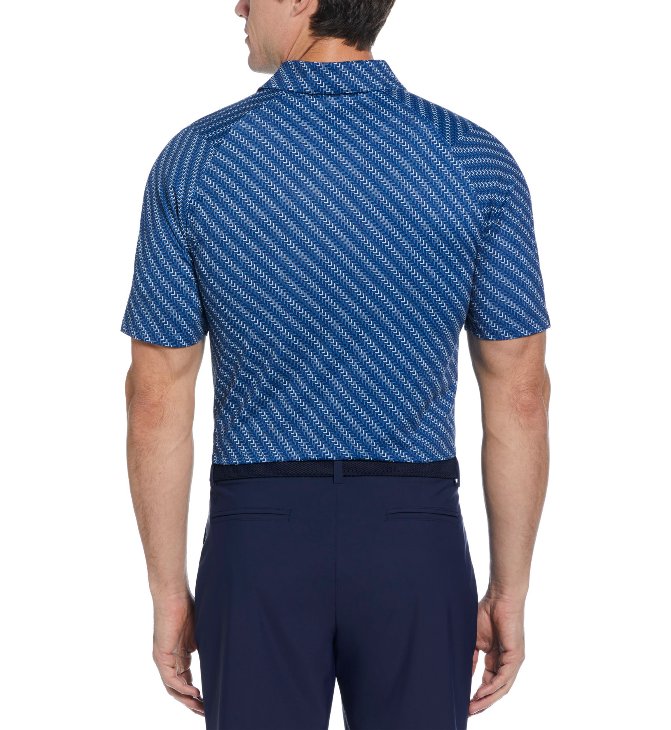 Mens Chevron Twill Print Short Sleeve Golf Polo Shirt