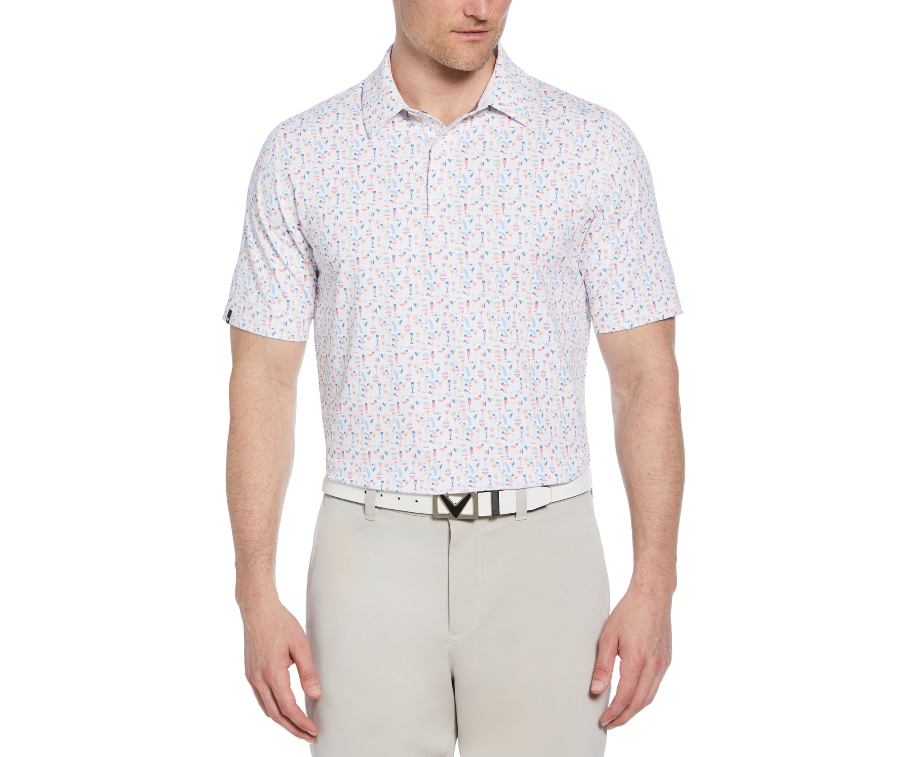 Mens Cocktail Print Short Sleeve Golf Polo Shirt