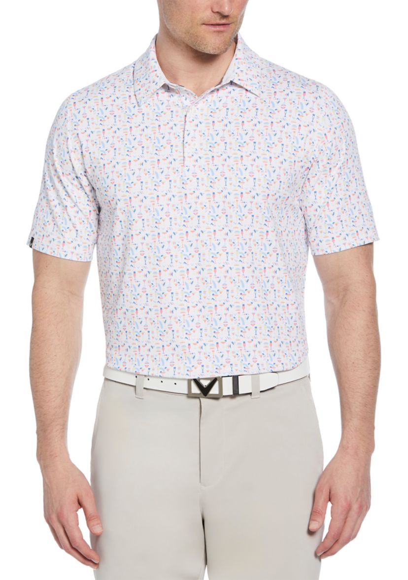 Mens Cocktail Print Short Sleeve Golf Polo Shirt