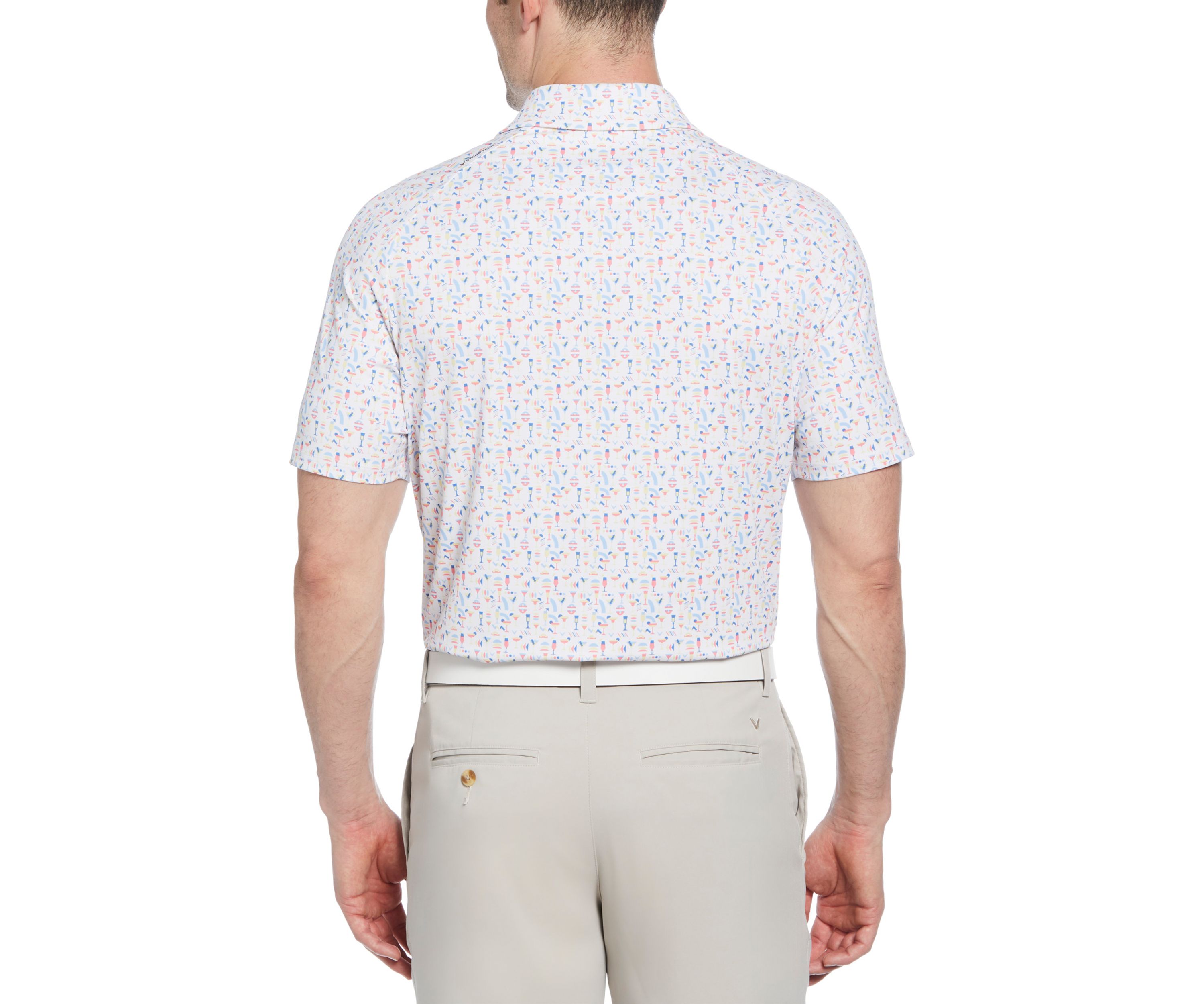 Mens Cocktail Print Short Sleeve Golf Polo Shirt