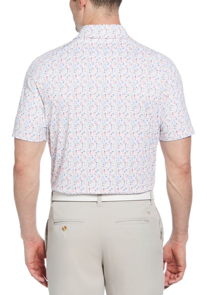 Mens Cocktail Print Short Sleeve Golf Polo Shirt