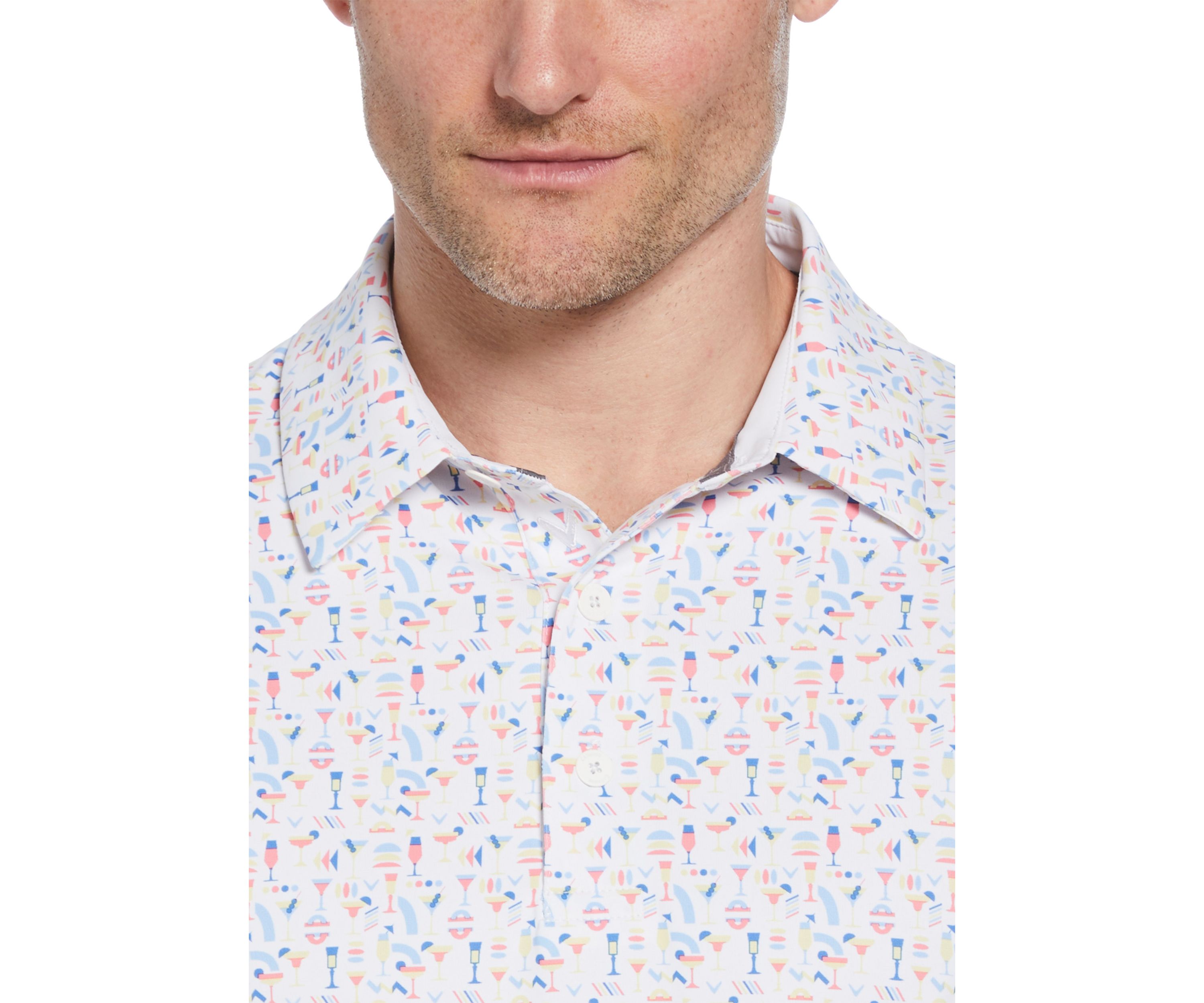 Mens Cocktail Print Short Sleeve Golf Polo Shirt