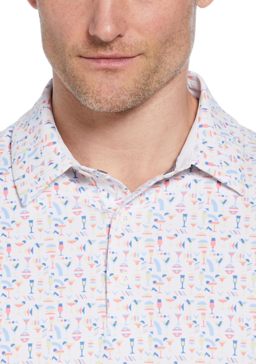 Mens Cocktail Print Short Sleeve Golf Polo Shirt
