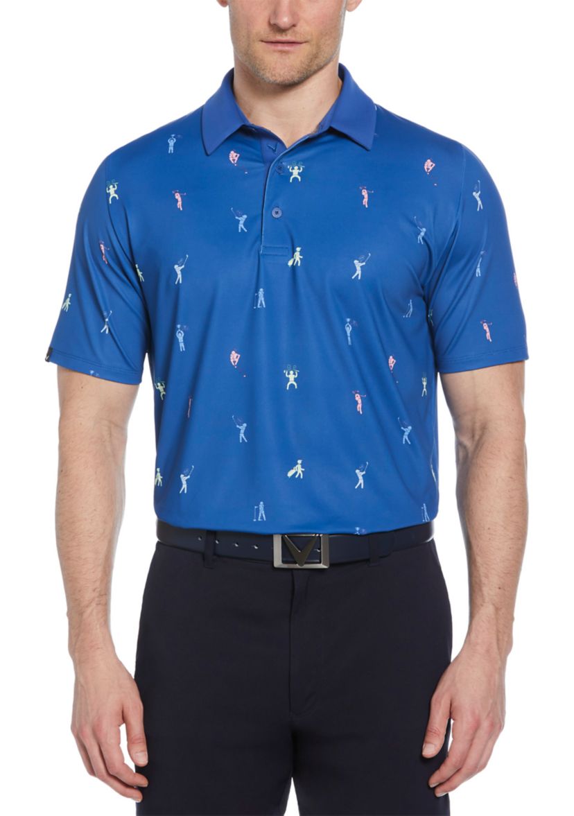 Mens Time Lapse Print Short Sleeve Golf Polo Shirt