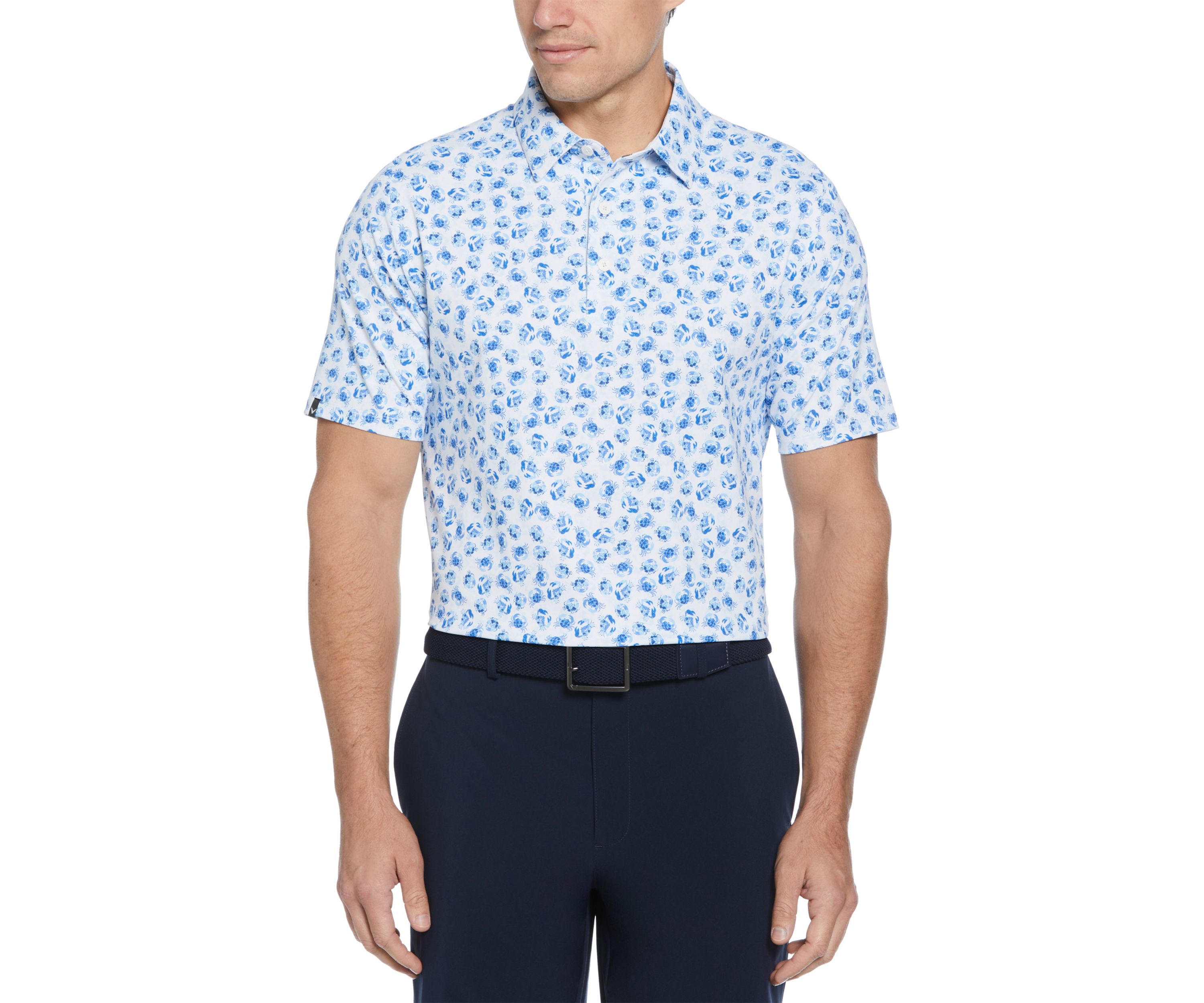Mens Short Sleeve Crab Print Polo Shirt