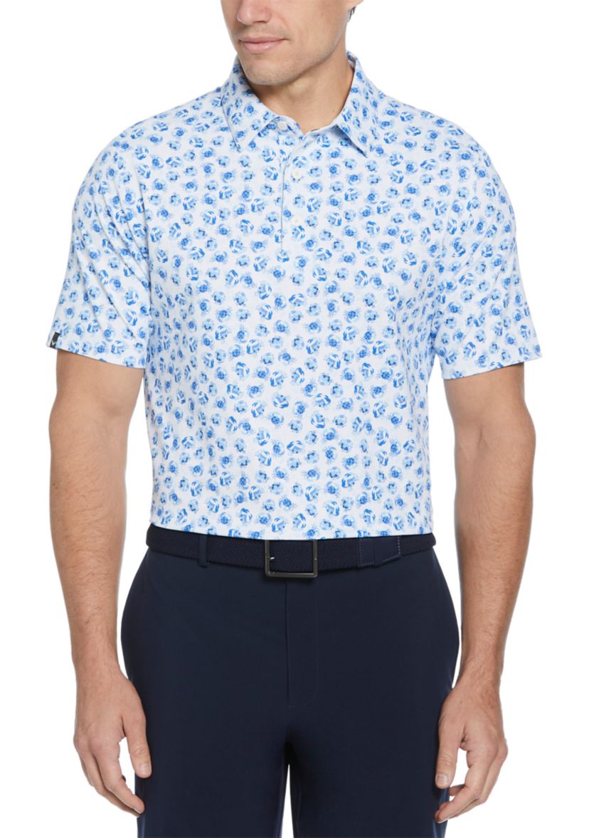 Mens Short Sleeve Crab Print Polo Shirt