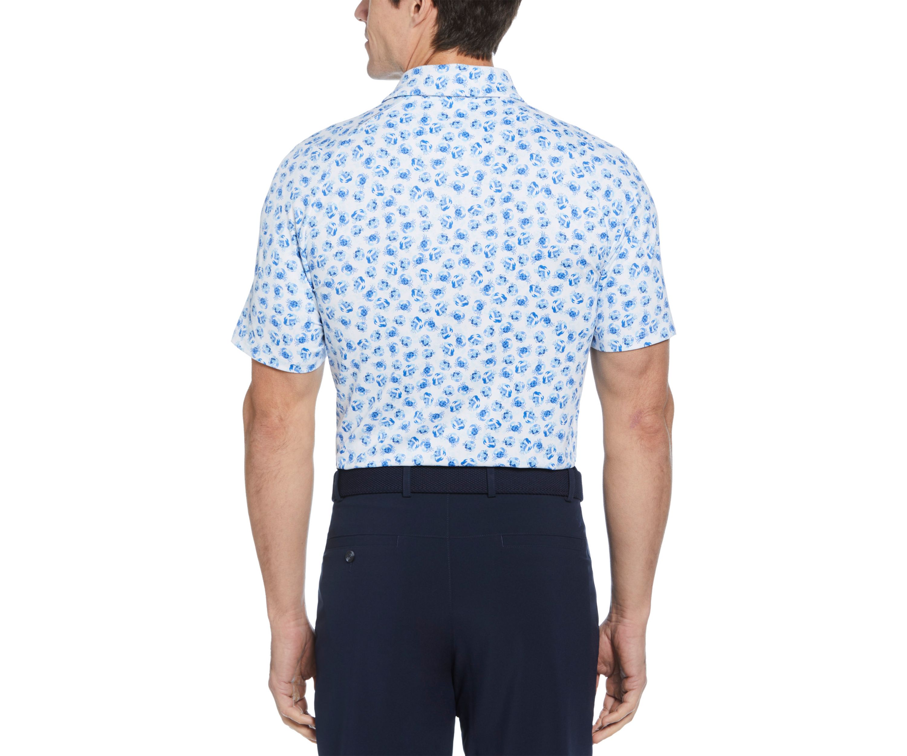Mens Short Sleeve Crab Print Polo Shirt