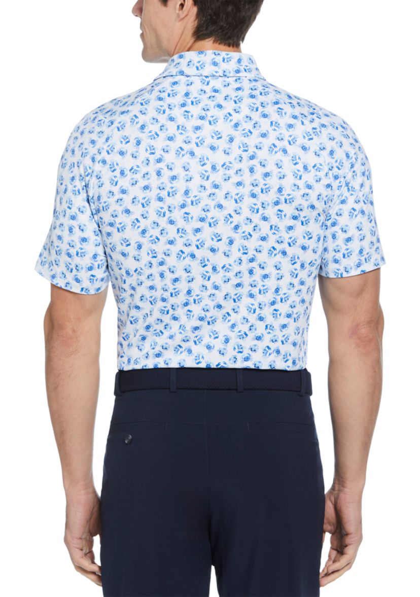 Mens Short Sleeve Crab Print Polo Shirt