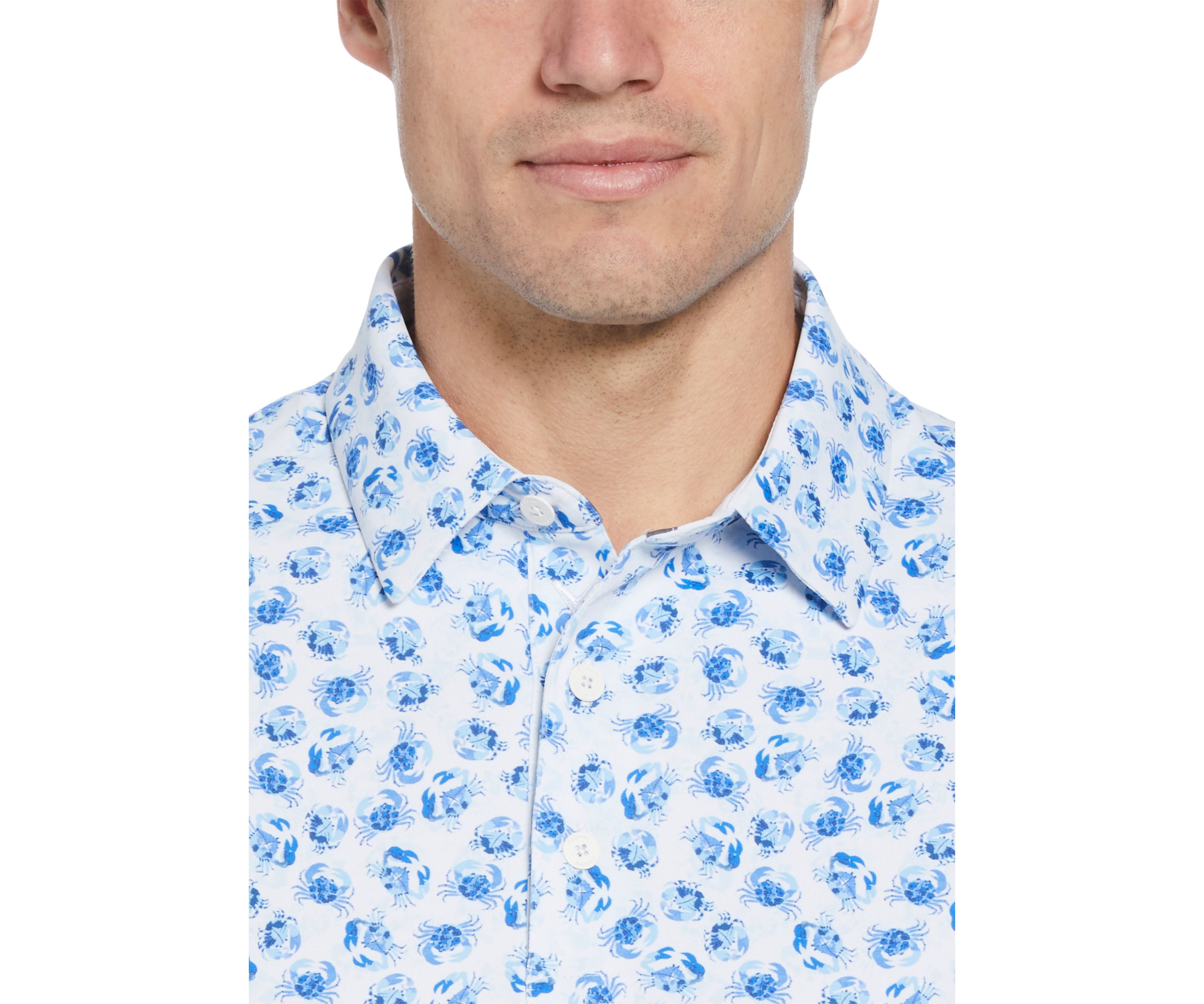 Mens Short Sleeve Crab Print Polo Shirt
