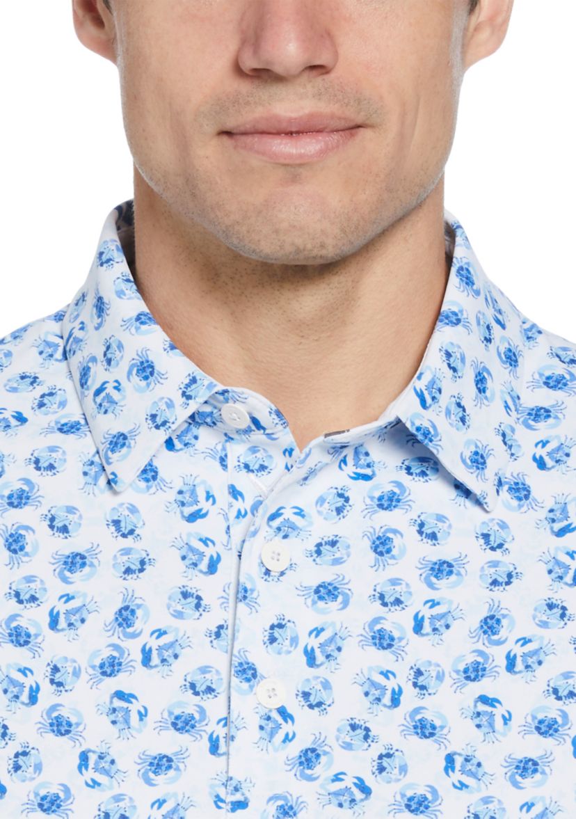 Mens Short Sleeve Crab Print Polo Shirt