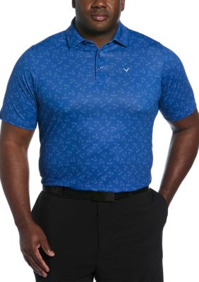 Callaway Golf Men's Big & Tall Allover Chevron Printed Short Sleeve Golf Polo Shirt, Blue, 4XL Big