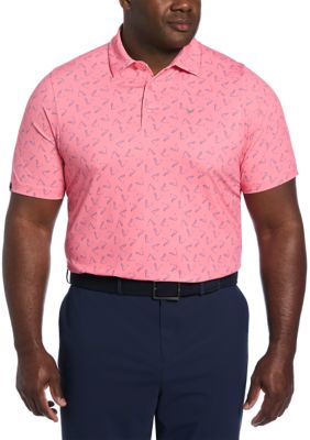 Callaway Golf Men's Big & Tall Allover Chevron Printed Short Sleeve Golf Polo Shirt, Pink, 4XL Big