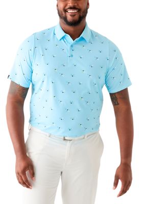 Callaway Golf Men's Big & Tall Allover Birdie Print Short Sleeve Golf Polo Shirt, LT